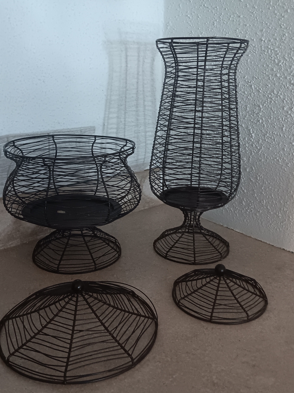 Partylite Metal WIRE Apothecary Pedestal Candle Holder Set